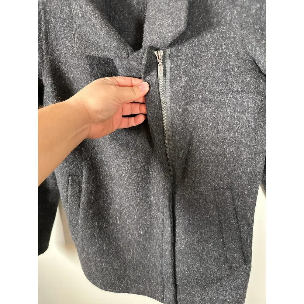 Kuna Asymmetric Zip Coat Baby Alpalca Wool Size Small Gray Pockets Warm - Picture 5 of 12